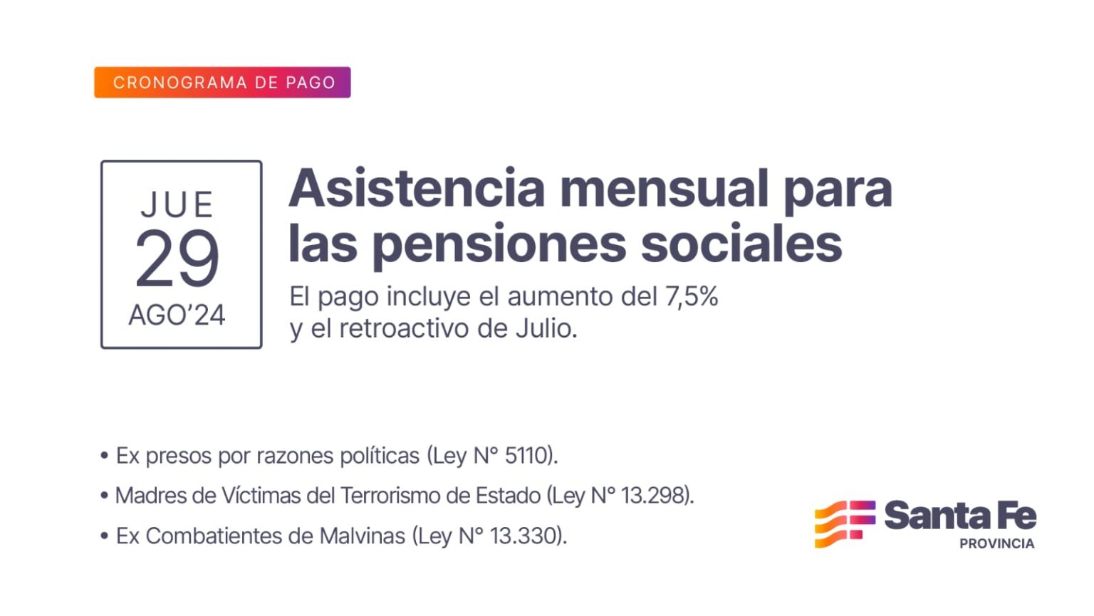Provincia dio a conocer el cronograma de pago de las pensiones sociales ...