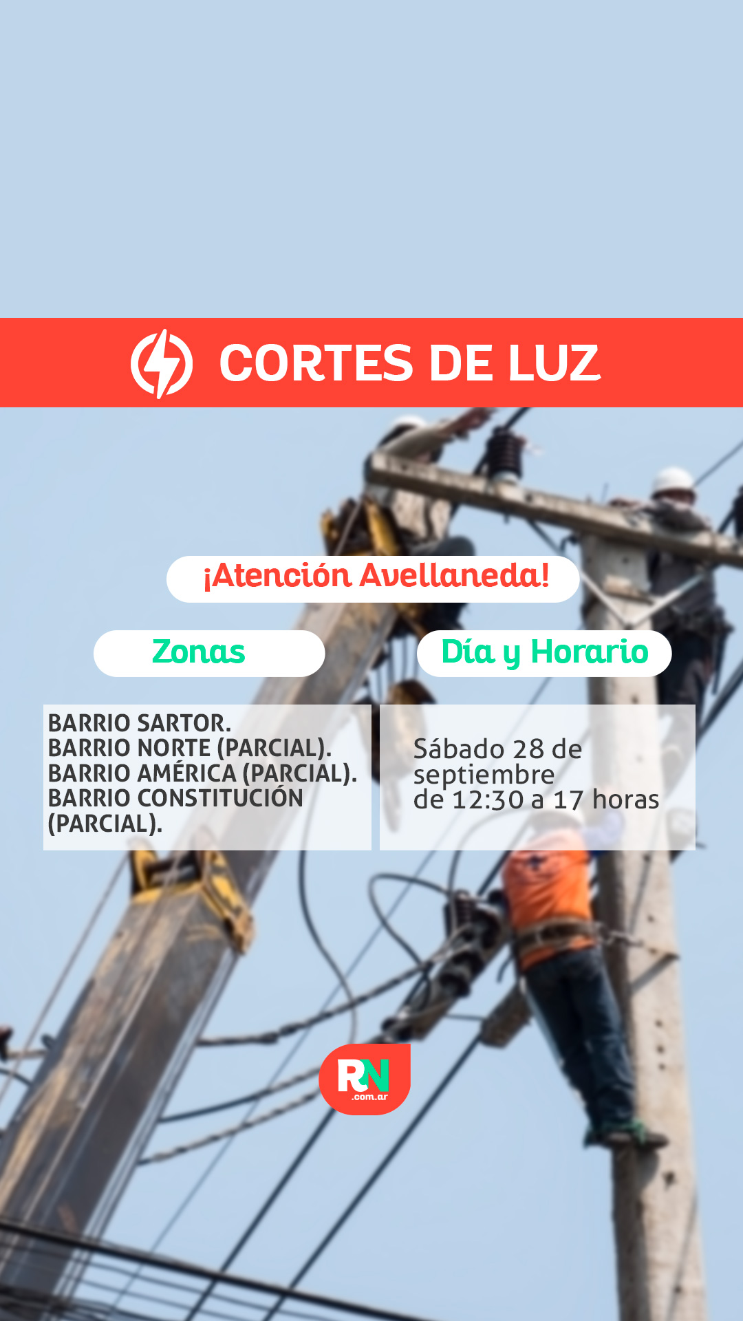 Lee más sobre el artículo Corte de energía programado para el sábado 28 de septiembre en Avellaneda