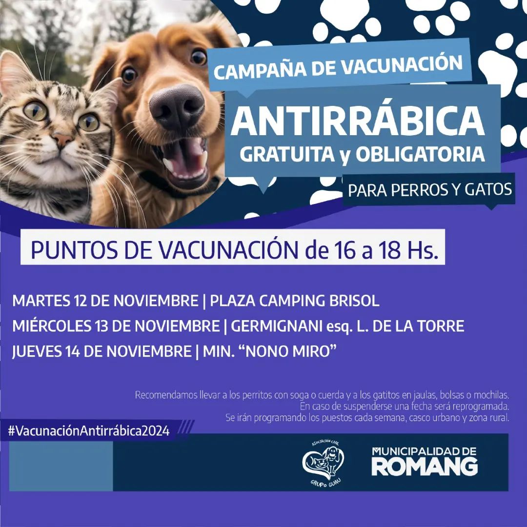 Lee más sobre el artículo Campaña de Vacunación Antirrábica 2024 en Romang