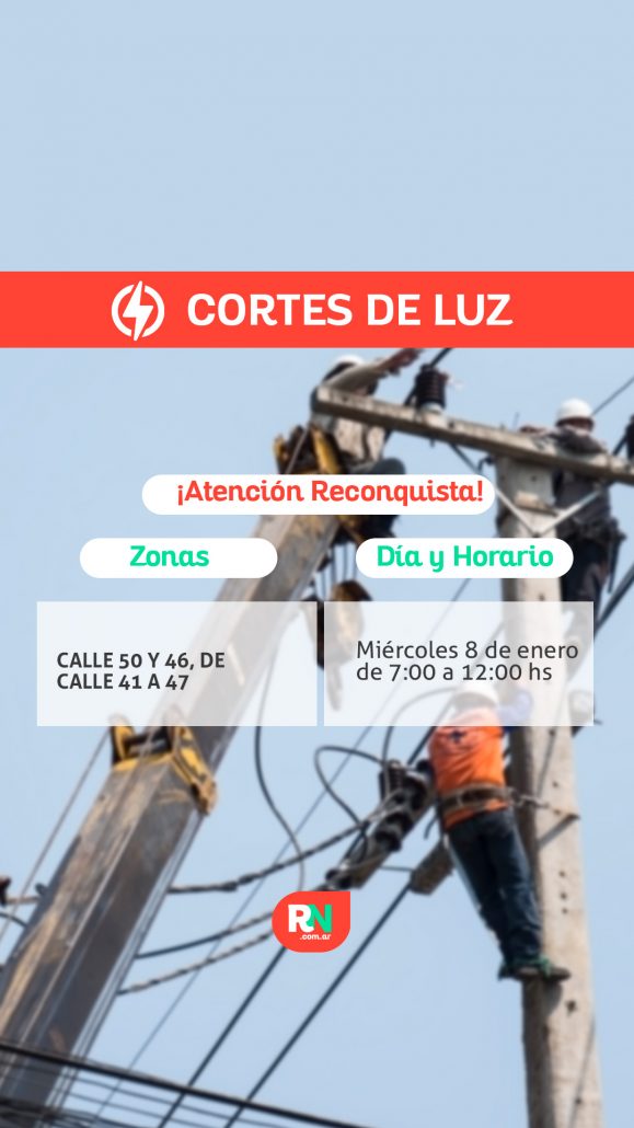 Corte programado de energía en Reconquista por trabajos de mantenimiento