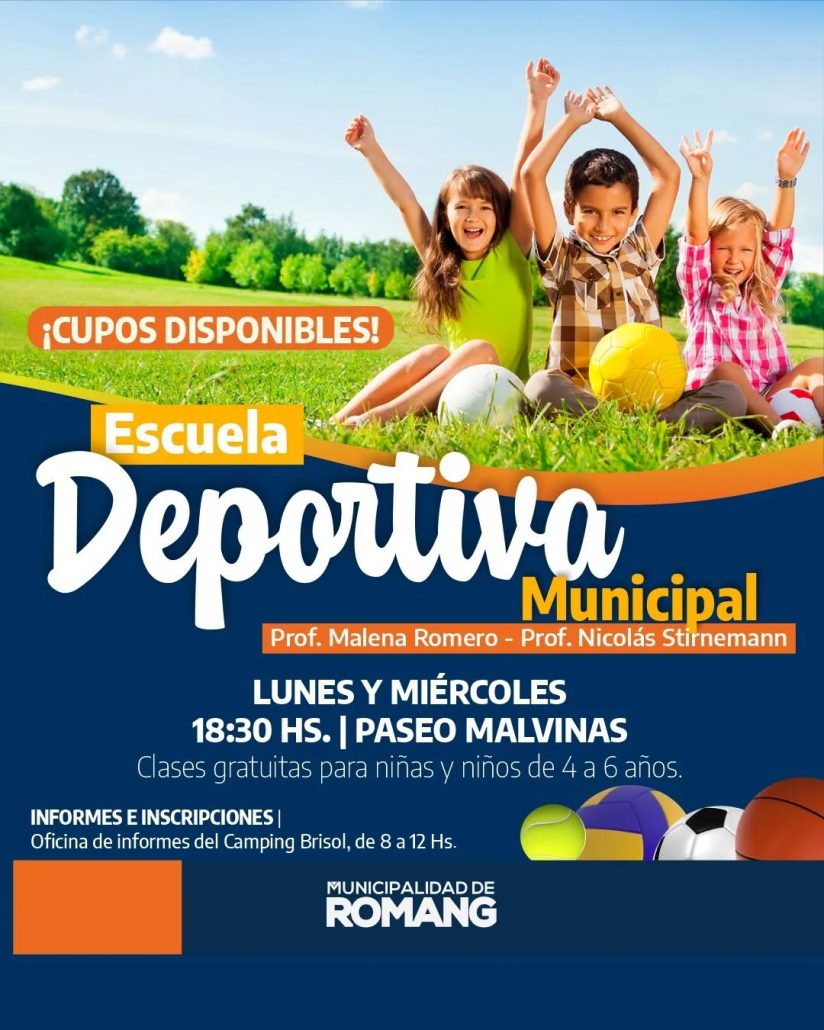 La Escuela Deportiva Municipal de Romang abre cupos para niñas y niños de 4 a 6 años