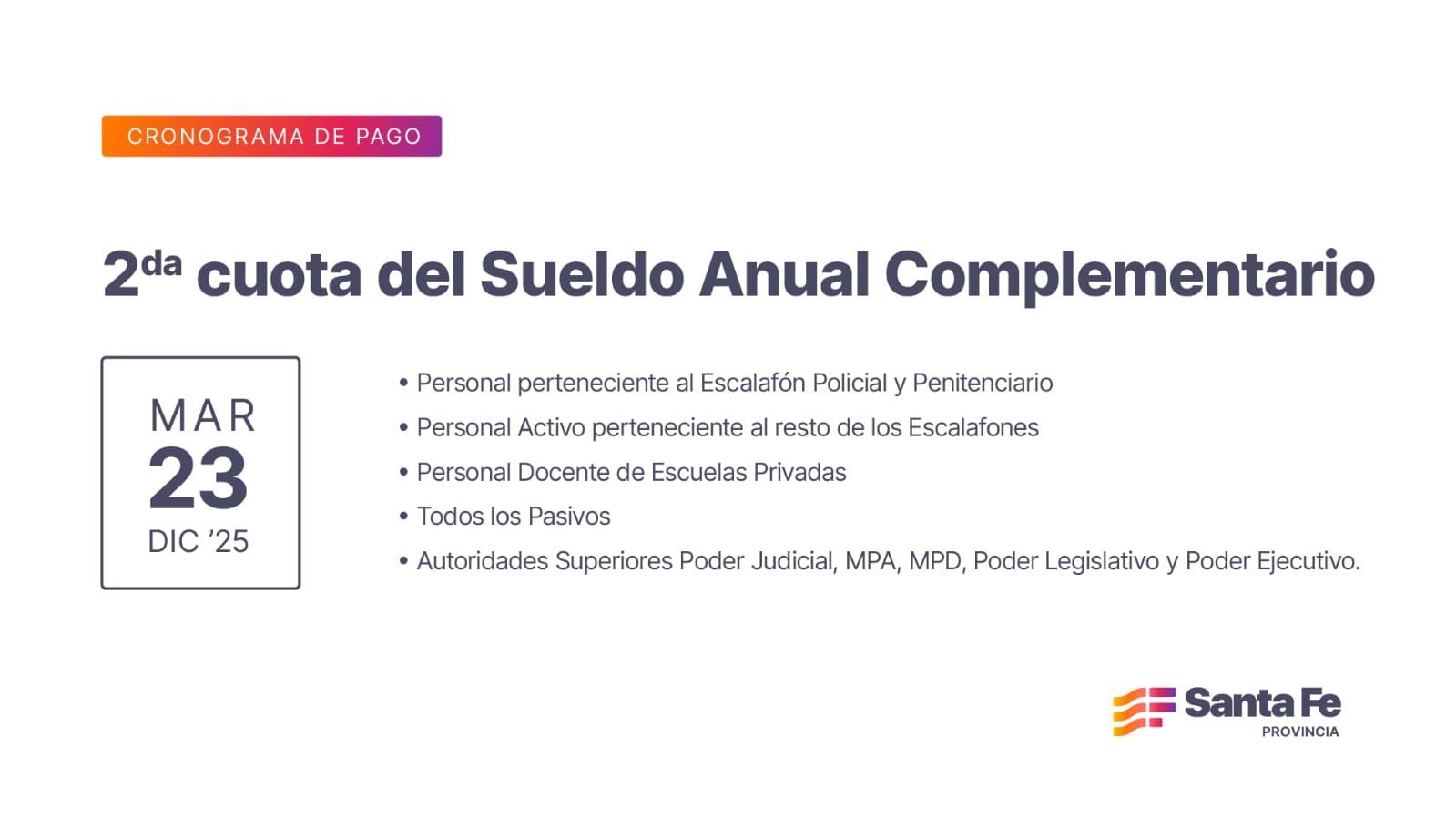 Lee más sobre el artículo Cronograma de pago de la segunda cuota del Sueldo Anual Complementario