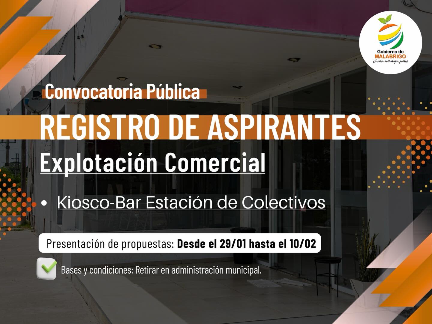 Convocatoria Pública para la explotación del Kiosco-Bar de la Estación de Colectivos