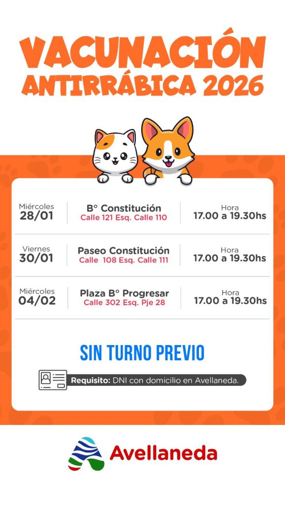 Vacunación antirrábica gratuita en Avellaneda