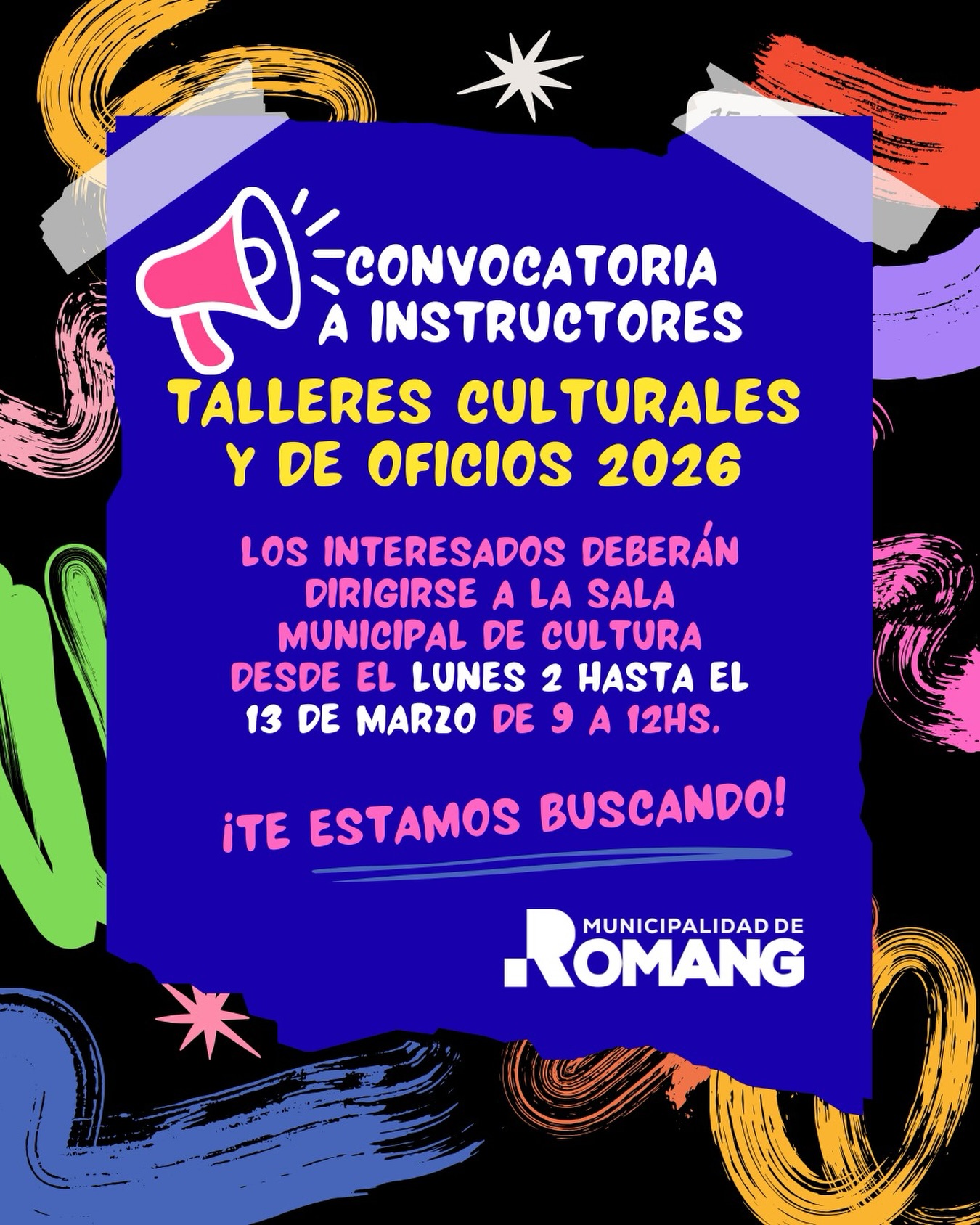 Municipalidad de Romang abrió la convocatoria para los Talleres Culturales y de Oficios 2026