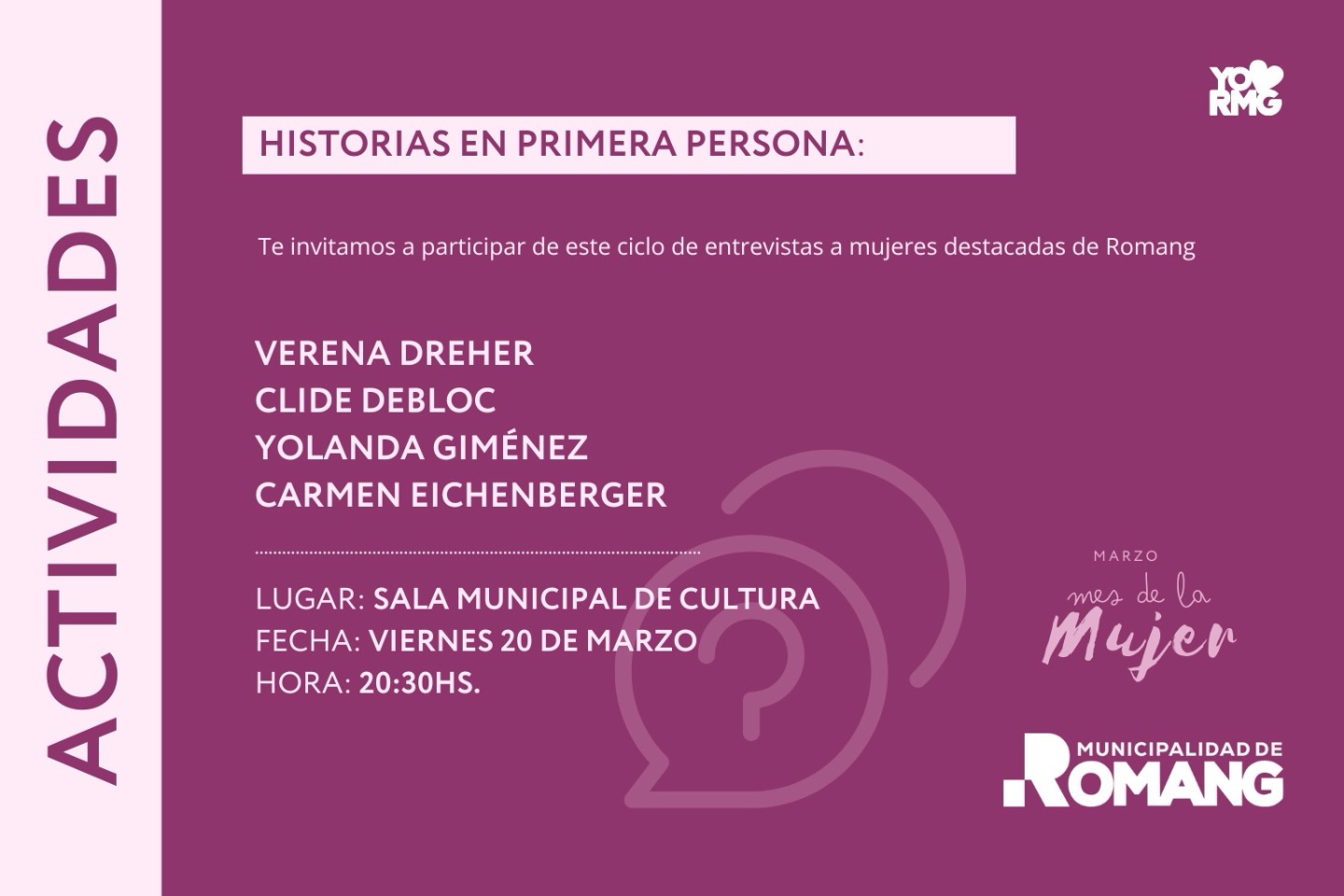 Lee más sobre el artículo Romang: invitan a participar de “Historias en primera persona” en el Mes de la Mujer