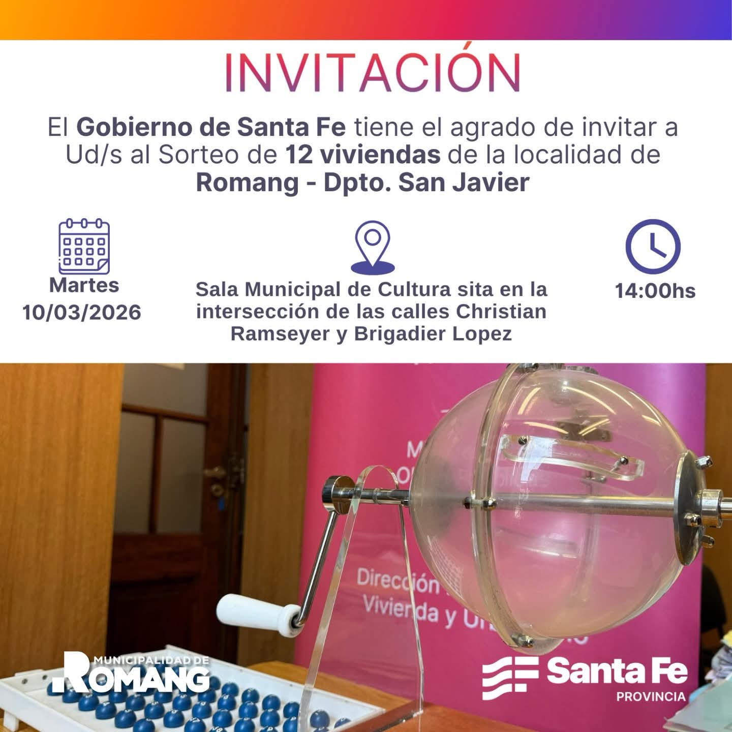 Lee más sobre el artículo Romang realizará el sorteo de 12 viviendas junto al Gobierno de la Provincia