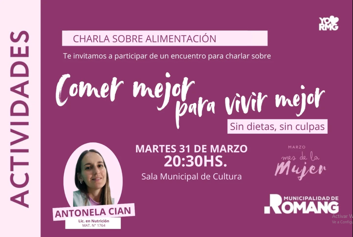 Romang invita a una charla abierta sobre alimentación saludable