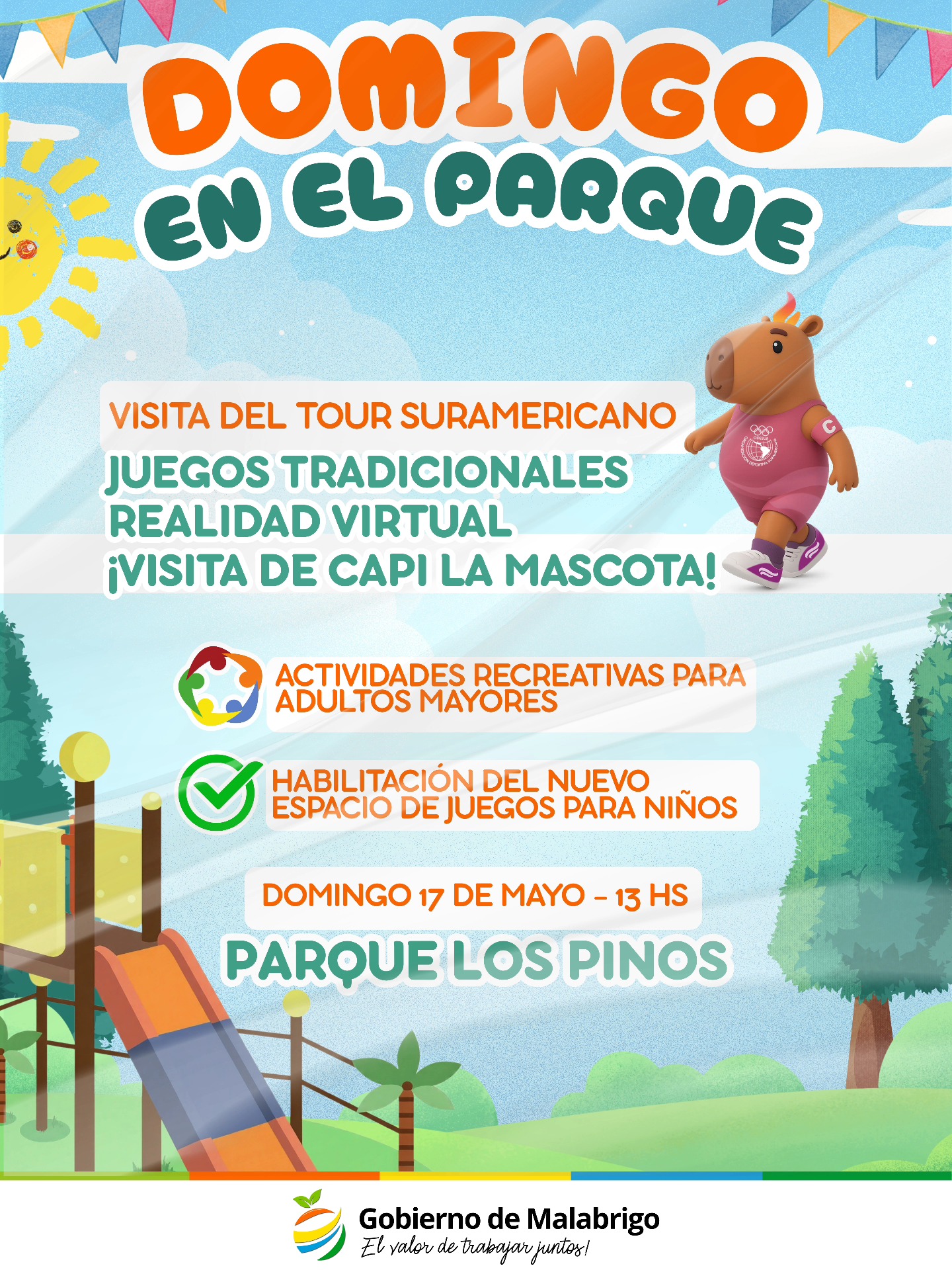 Nuevo espacio de juegos y actividades en el Parque Los Pinos en Malabrigo