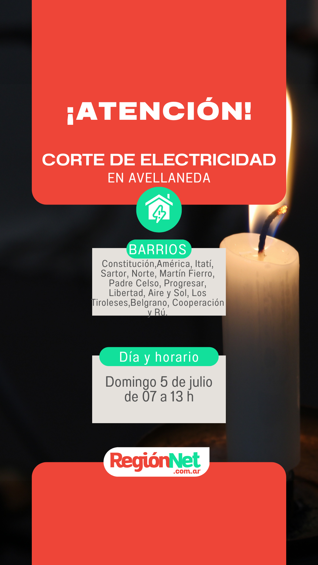 Lee más sobre el artículo La Cooperativa de Avellaneda anunció un corte programado de energía para este domingo
