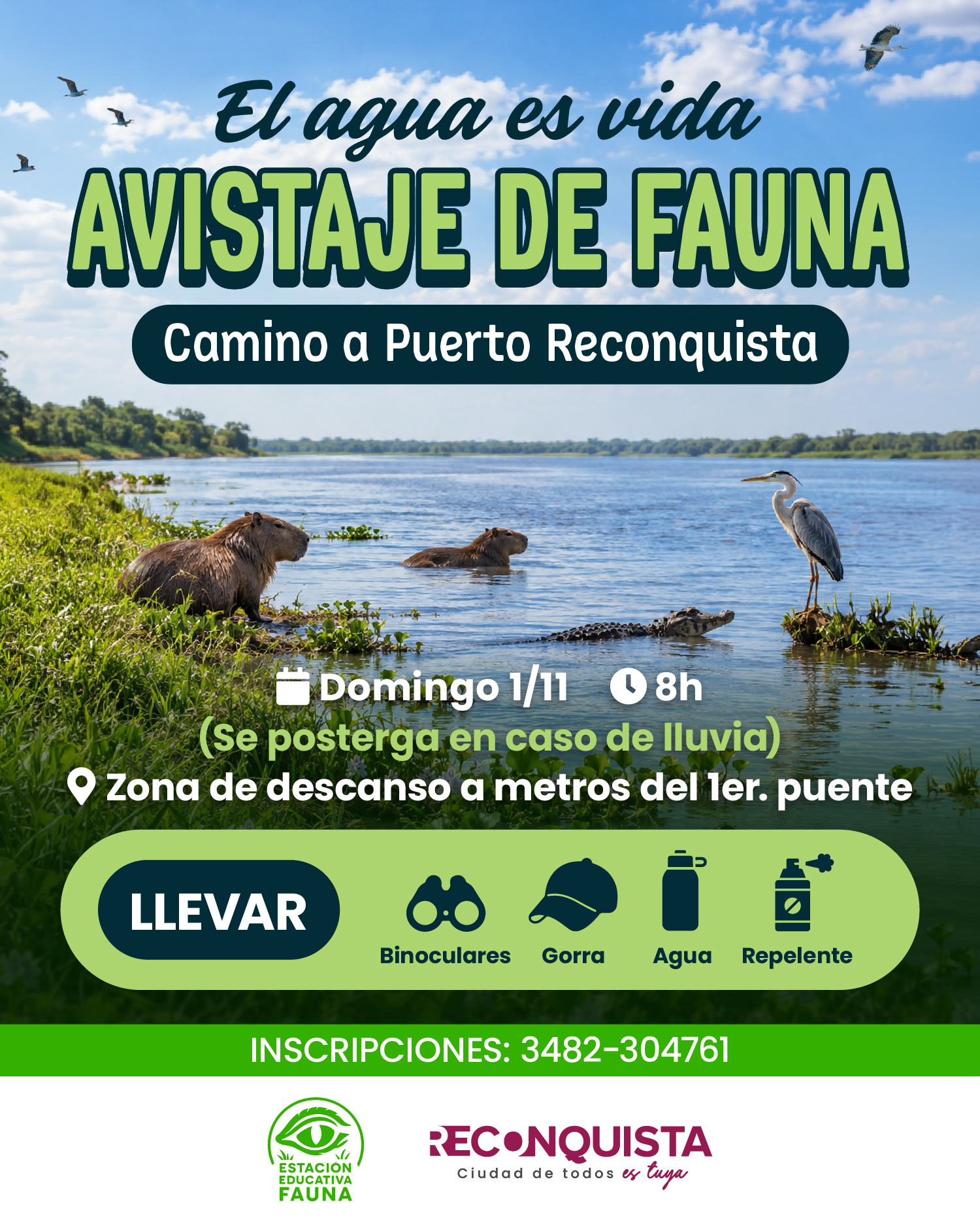 Reconquista invita a descubrir la fauna local con una jornada de avistaje en la naturaleza