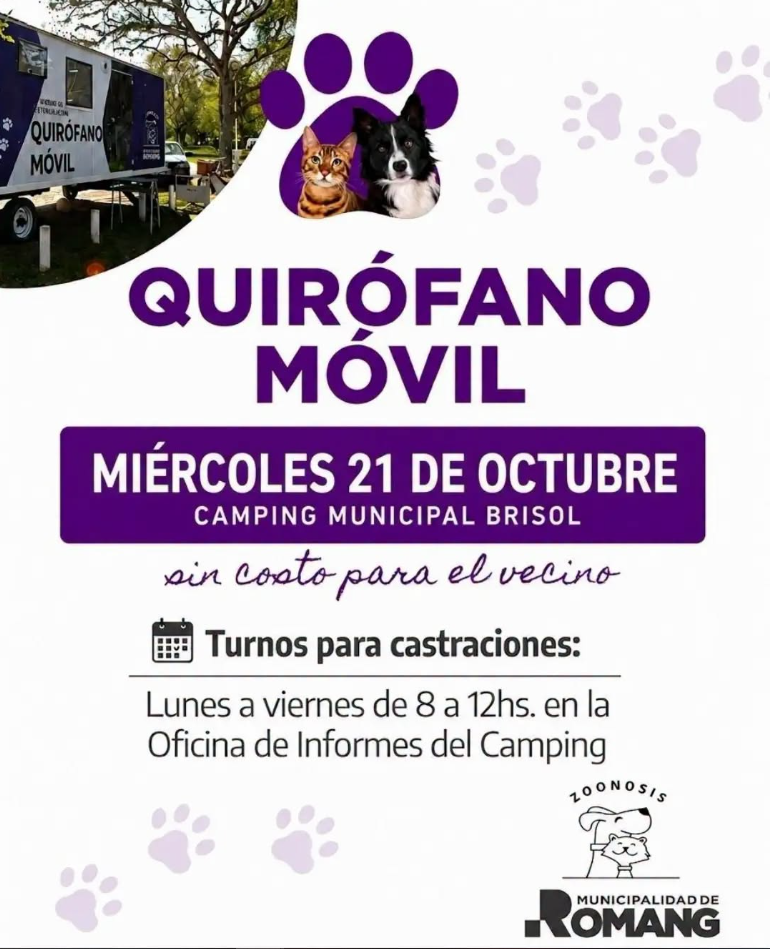 Romang tendrá una nueva jornada del Quirófano Móvil en el Camping Municipal Brisol